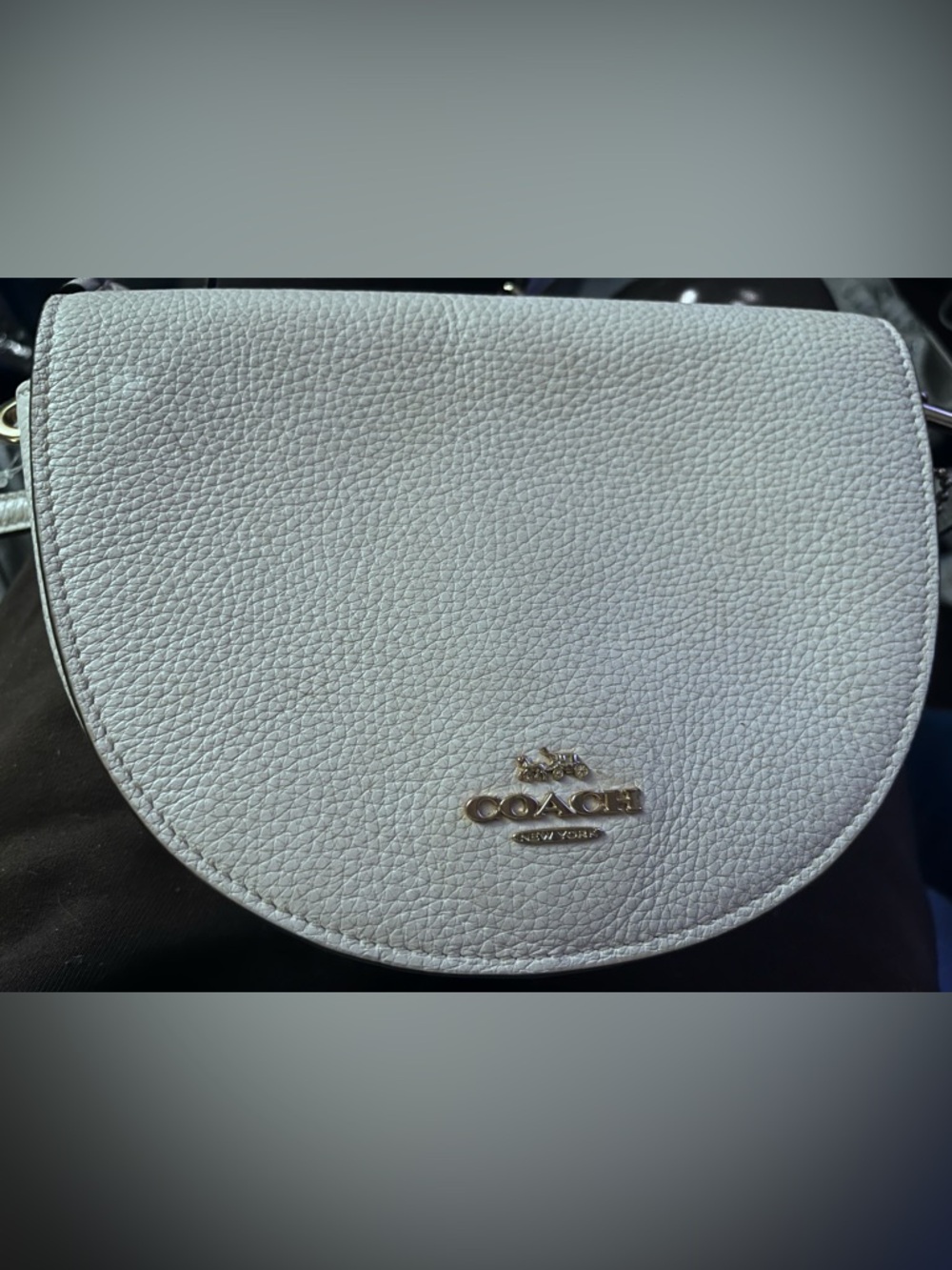 New Coach Pebbled Leather Crossbody Bag in Light Bone Color with Gold Hardware